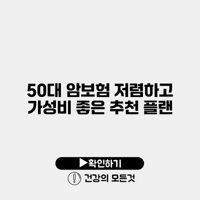 50대 암보험 저렴하고 가성비 좋은 추천 플랜