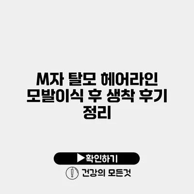 M자 탈모 헤어라인 모발이식 후 생착 후기 정리