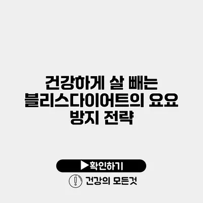 건강하게 살 빼는 블리스다이어트의 요요 방지 전략