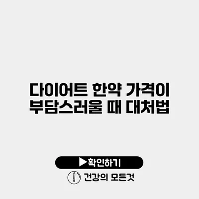 다이어트 한약 가격이 부담스러울 때 대처법