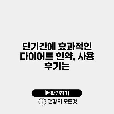 단기간에 효과적인 다이어트 한약, 사용 후기는?