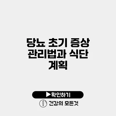 당뇨 초기 증상 관리법과 식단 계획