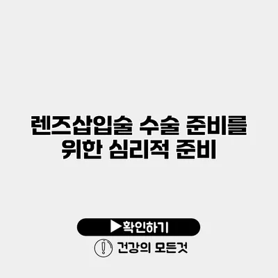렌즈삽입술 수술 준비를 위한 심리적 준비