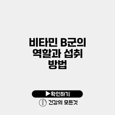비타민 B군의 역할과 섭취 방법