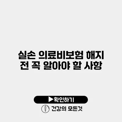 실손 의료비보험 해지 전 꼭 알아야 할 사항