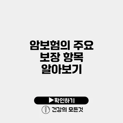 암보험의 주요 보장 항목 알아보기
