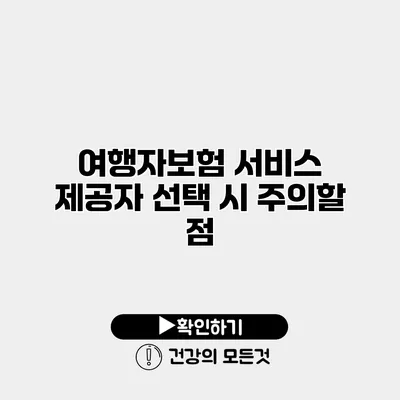 여행자보험 서비스 제공자 선택 시 주의할 점