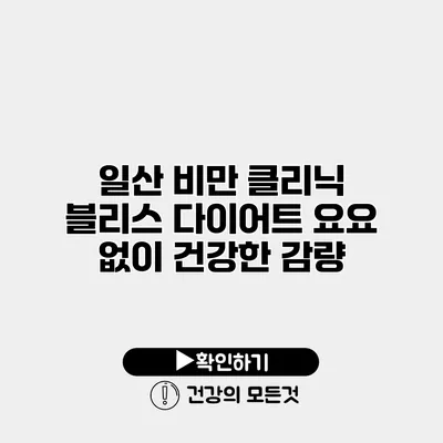 일산 비만 클리닉 블리스 다이어트 요요 없이 건강한 감량