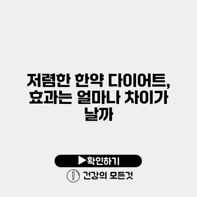 저렴한 한약 다이어트, 효과는 얼마나 차이가 날까?