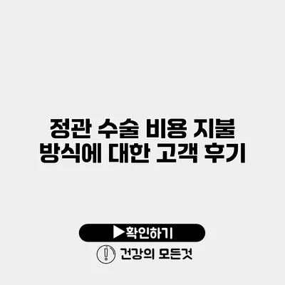 정관 수술 비용 지불 방식에 대한 고객 후기