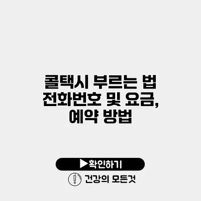 콜택시 부르는 법 전화번호 및 요금, 예약 방법