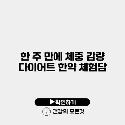 한 주 만에 체중 감량 다이어트 한약 체험담