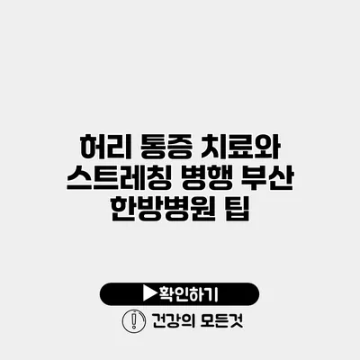 허리 통증 치료와 스트레칭 병행 부산 한방병원 팁