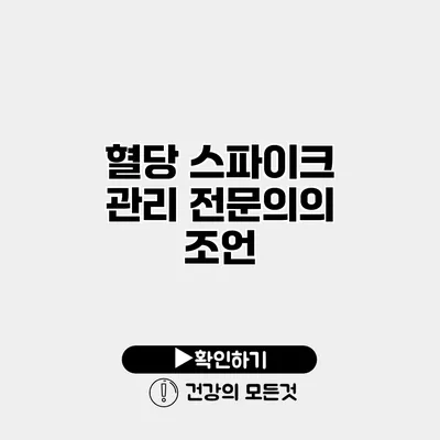 혈당 스파이크 관리 전문의의 조언