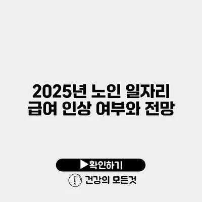 2025년 노인 일자리 급여 인상 여부와 전망