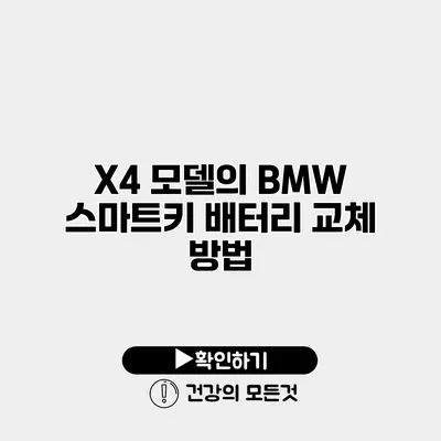 X4 모델의 BMW 스마트키 배터리 교체 방법