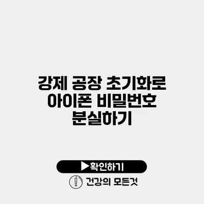 강제 공장 초기화로 아이폰 비밀번호 분실하기