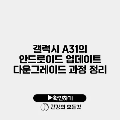 갤럭시 A31의 안드로이드 업데이트 다운그레이드 과정 정리