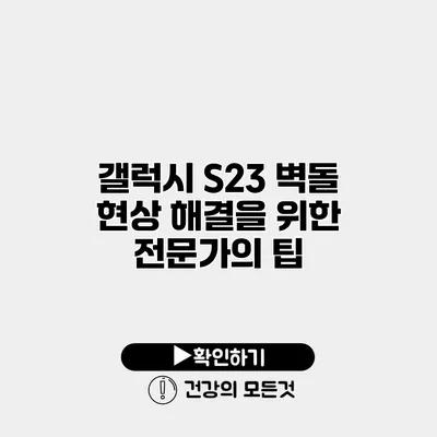 갤럭시 S23 벽돌 현상 해결을 위한 전문가의 팁
