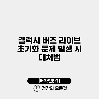 갤럭시 버즈 라이브 초기화 문제 발생 시 대처법