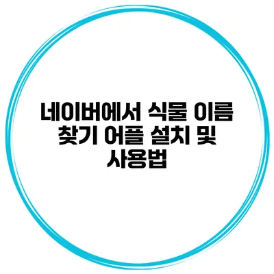 네이버에서 식물 이름 찾기 어플 설치 및 사용법