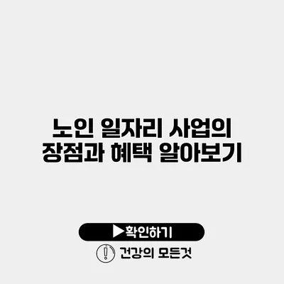 노인 일자리 사업의 장점과 혜택 알아보기