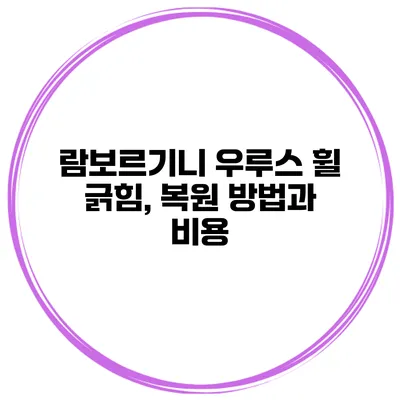 람보르기니 우루스 휠 긁힘, 복원 방법과 비용