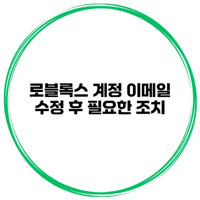로블록스 계정 이메일 수정 후 필요한 조치