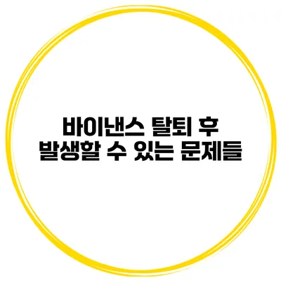 바이낸스 탈퇴 후 발생할 수 있는 문제들