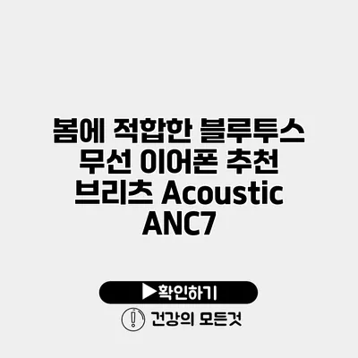 봄에 적합한 블루투스 무선 이어폰 추천 브리츠 Acoustic ANC7