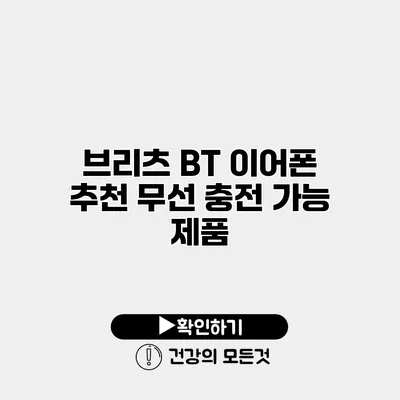 브리츠 BT 이어폰 추천 무선 충전 가능 제품