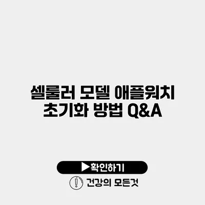 셀룰러 모델 애플워치 초기화 방법 Q&A