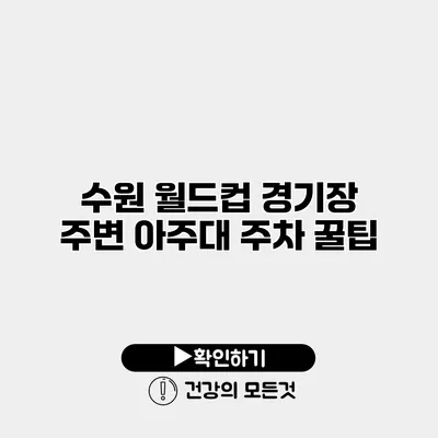 수원 월드컵 경기장 주변 아주대 주차 꿀팁