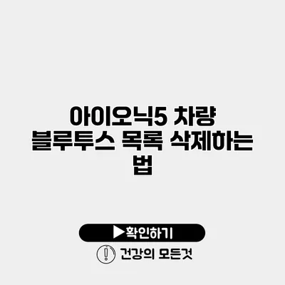 아이오닉5 차량 블루투스 목록 삭제하는 법