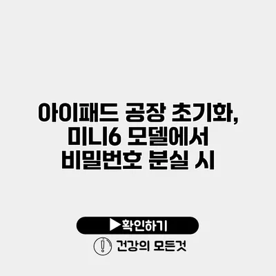 아이패드 공장 초기화, 미니6 모델에서 비밀번호 분실 시