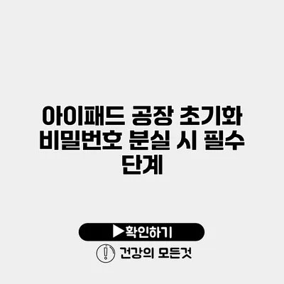 아이패드 공장 초기화 비밀번호 분실 시 필수 단계