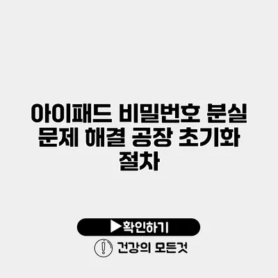 아이패드 비밀번호 분실 문제 해결 공장 초기화 절차