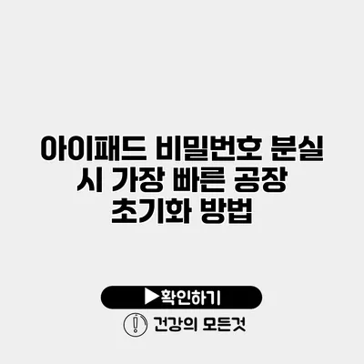 아이패드 비밀번호 분실 시 가장 빠른 공장 초기화 방법