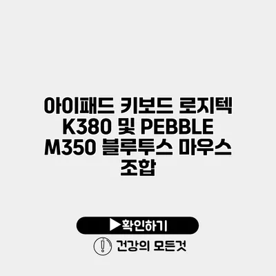 아이패드 키보드 로지텍 K380 및 PEBBLE M350 블루투스 마우스 조합