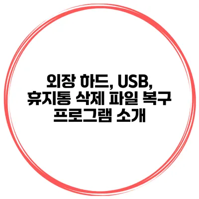 외장 하드, USB, 휴지통 삭제 파일 복구 프로그램 소개