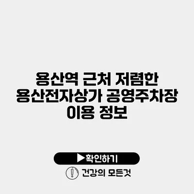 용산역 근처 저렴한 용산전자상가 공영주차장 이용 정보