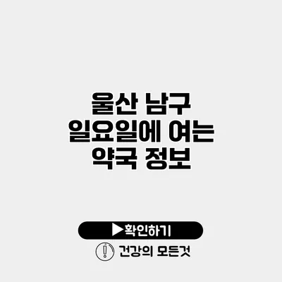 울산 남구 일요일에 여는 약국 정보