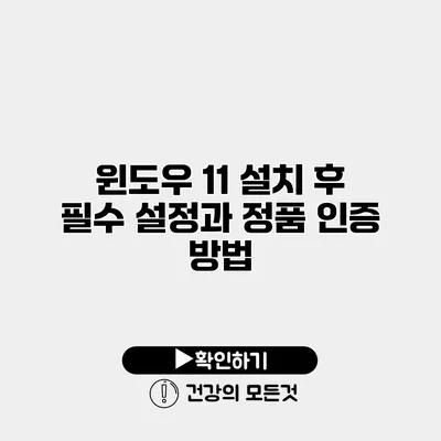 윈도우 11 설치 후 필수 설정과 정품 인증 방법