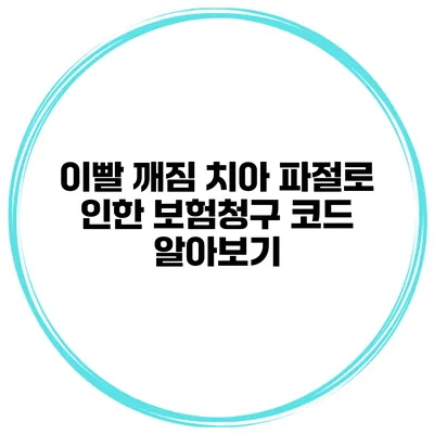 이빨 깨짐? 치아 파절로 인한 보험청구 코드 알아보기