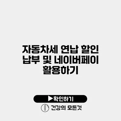 자동차세 연납 할인 납부 및 네이버페이 활용하기