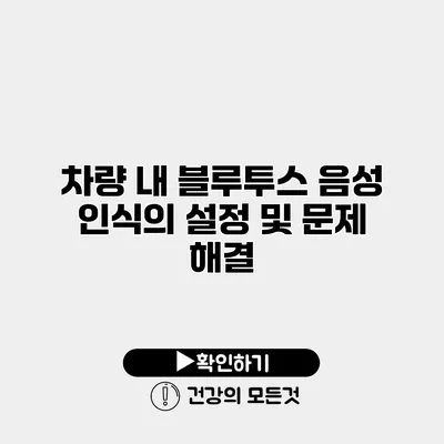 차량 내 블루투스 음성 인식의 설정 및 문제 해결