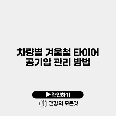 차량별 겨울철 타이어 공기압 관리 방법