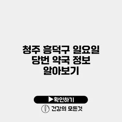 청주 흥덕구 일요일 당번 약국 정보 알아보기