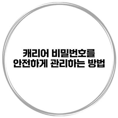캐리어 비밀번호를 안전하게 관리하는 방법